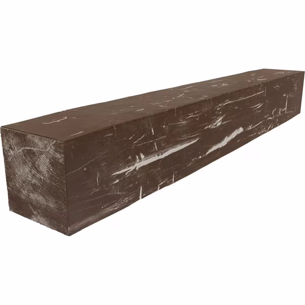 Hand Hewn Faux Wood Fireplace Mantel, Vintage Mahogany, 6